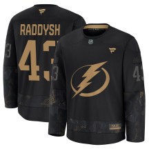 Men's Fanatics Tampa Bay Lightning Darren Raddysh Black 2024 Military Appreciation Practice Jersey - Premium