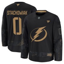Men's Fanatics Tampa Bay Lightning Wojciech Stachowiak Black 2024 Military Appreciation Practice Jersey - Premium