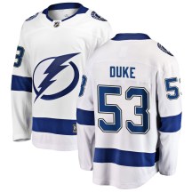 Men's Fanatics Branded Tampa Bay Lightning Dylan Duke White Away Jersey - Breakaway