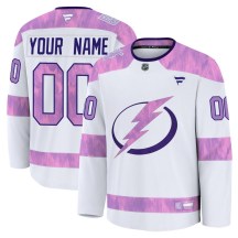 Youth Fanatics Tampa Bay Lightning Custom White Custom 2024 Hockey Fights Cancer Practice Jersey - Premium