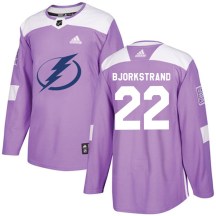 Men's Adidas Tampa Bay Lightning Oliver Bjorkstrand Purple Fights Cancer Practice Jersey - Authentic
