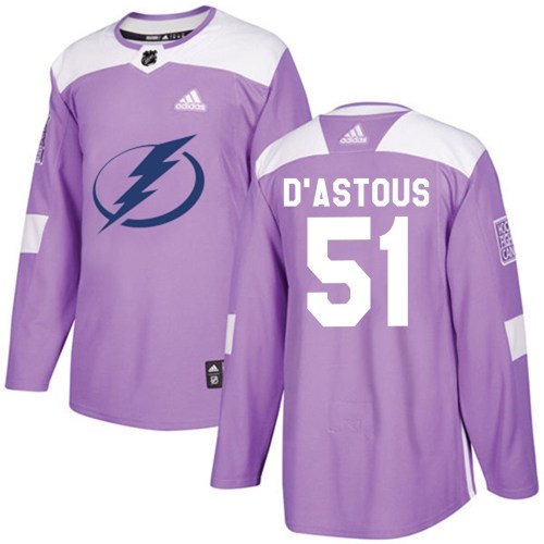Men's Adidas Tampa Bay Lightning Charles-Edouard D'Astous Purple Fights Cancer Practice Jersey - Authentic