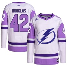 Youth Adidas Tampa Bay Lightning Curtis Douglas White/Purple Hockey Fights Cancer Primegreen Jersey - Authentic
