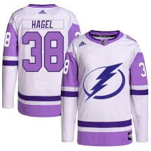 Youth Adidas Tampa Bay Lightning Brandon Hagel White/Purple Hockey Fights Cancer Primegreen Jersey - Authentic