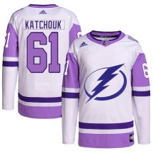 Youth Adidas Tampa Bay Lightning Boris Katchouk White/Purple Hockey Fights Cancer Primegreen Jersey - Authentic