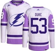 Youth Adidas Tampa Bay Lightning Dylan Duke Hockey Fights Cancer Jersey - Authentic