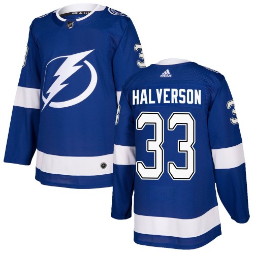 Youth Adidas Tampa Bay Lightning Brandon Halverson Blue Home Jersey - Authentic