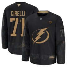 Youth Fanatics Tampa Bay Lightning Anthony Cirelli Black 2024 Military Appreciation Practice Jersey - Premium