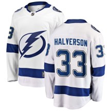 Youth Fanatics Branded Tampa Bay Lightning Brandon Halverson White Away Jersey - Breakaway