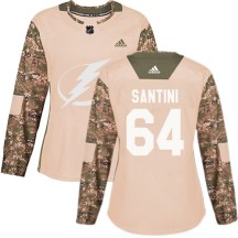 Women's Adidas Tampa Bay Lightning Steven Santini Camo Veterans Day Practice Jersey - Authentic