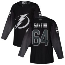 Men's Adidas Tampa Bay Lightning Steven Santini Black Alternate Jersey - Authentic