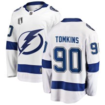Men's Fanatics Branded Tampa Bay Lightning Matt Tomkins White Away 2022 Stanley Cup Final Jersey - Breakaway