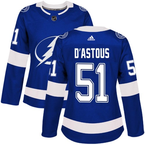 Women's Adidas Tampa Bay Lightning Charles-Edouard D'Astous Blue Home Jersey - Authentic Women's Adidas Tampa Bay Lightning Charles-Edouard D'Astous Blue Home Jersey - Authentic