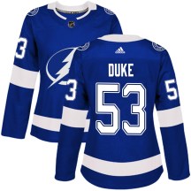 Women's Adidas Tampa Bay Lightning Dylan Duke Blue Home Jersey - Authentic Women's Adidas Tampa Bay Lightning Dylan Duke Blue Home Jersey - Authentic