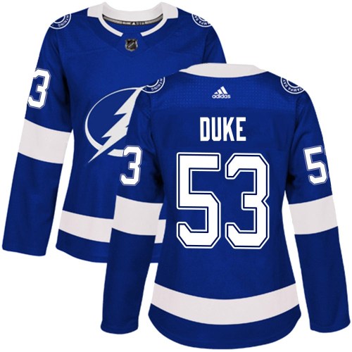 Women's Adidas Tampa Bay Lightning Dylan Duke Blue Home Jersey - Authentic Women's Adidas Tampa Bay Lightning Dylan Duke Blue Home Jersey - Authentic