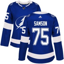 Women's Adidas Tampa Bay Lightning Ethan Samson Blue Home Jersey - Authentic Women's Adidas Tampa Bay Lightning Ethan Samson Blue Home Jersey - Authentic