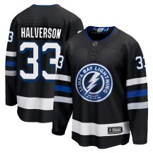 Men's Fanatics Branded Tampa Bay Lightning Brandon Halverson Black Breakaway Alternate Jersey - Premier