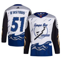 Men's Adidas Tampa Bay Lightning Charles-Edouard D'Astous White Reverse Retro 2.0 Jersey - Authentic