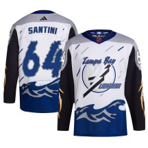 Men's Adidas Tampa Bay Lightning Steven Santini White Reverse Retro 2.0 Jersey - Authentic