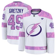 Men's Fanatics Tampa Bay Lightning Brent Gretzky White 2024 Hockey Fights Cancer Practice Jersey - Premium