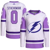 Men's Adidas Tampa Bay Lightning Wojciech Stachowiak White/Purple Hockey Fights Cancer Primegreen Jersey - Authentic