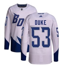 Youth Adidas Tampa Bay Lightning Dylan Duke White 2022 Stadium Series Primegreen Jersey - Authentic