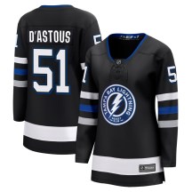 Women's Fanatics Branded Tampa Bay Lightning Charles-Edouard D'Astous Black Breakaway Alternate Jersey - Premier