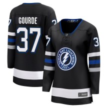 Women's Fanatics Branded Tampa Bay Lightning Yanni Gourde Black Breakaway Alternate Jersey - Premier