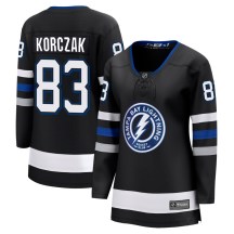 Women's Fanatics Branded Tampa Bay Lightning Ryder Korczak Black Breakaway Alternate Jersey - Premier Women's Fanatics Branded Tampa Bay Lightning Ryder Korczak Black Breakaway Alternate Jersey - Premier